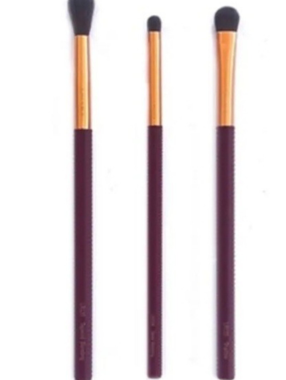 Laruce Beauty Special Set of 3 Burgundy Makeup Brushes with Gold Ferrules